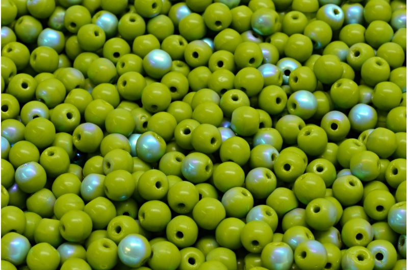 OUTLET 10 克圆形 Druck 珠子，绿色 Ab (53420-28701)，玻璃，捷克共和国