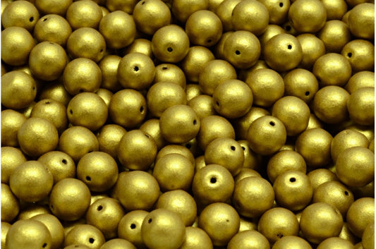 Round Druck Beads, Crystal Olive Gold Brass (00030-01720), Glass, Czech Republic