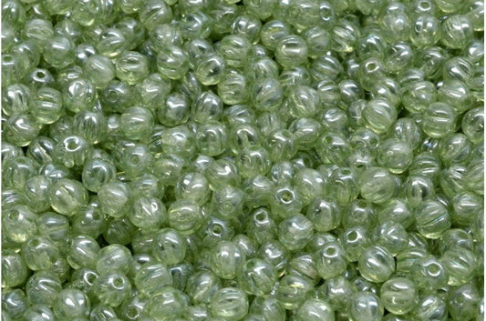 メロンビーズ、クリスタルラスターグリーンフルコーティング（00030-14457）、ガラス、チェコ共和国