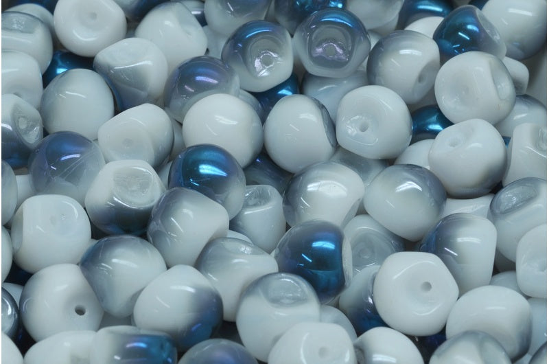Mushroom Button Beads, White 23701 (02010-23701), Glass, Czech Republic