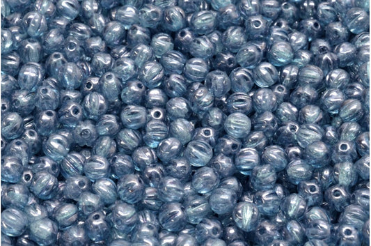 メロンビーズ、クリスタルラスターブルーフルコーティング（00030-14464）、ガラス、チェコ共和国