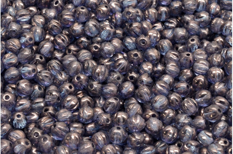 メロンビーズ、クリスタルパープル（00030-15726）、ガラス、チェコ共和国