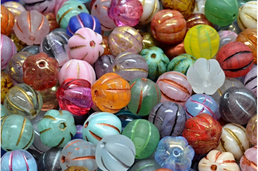 Melon Beads, Mixed Colors (00001-MIX), Glass, Czech Republic