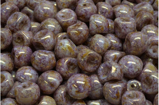 Mushroom Button Beads, White Senegal Violet (02010-15695), Glass, Czech Republic