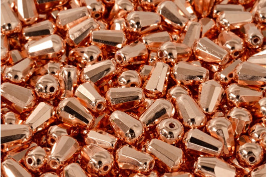 Faceted Fire polished Teardrop Beads, Crystal Pure Copper Coated (00030-39000), Glass, Czech Republic