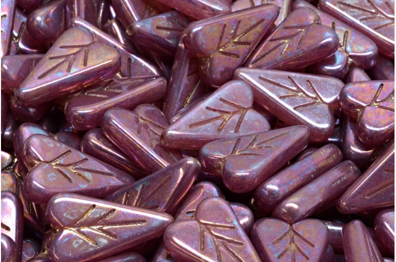 アウトレット 10グラム ハートリーフビーズ、オパールピンクベガアイリス（71010-15781）、ガラス、チェコ共和国