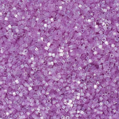 Miyuki DELICA Seed Beads Rocailles, Silk Inside Dyed Lilac AB (# DB1868), Glass, Japan