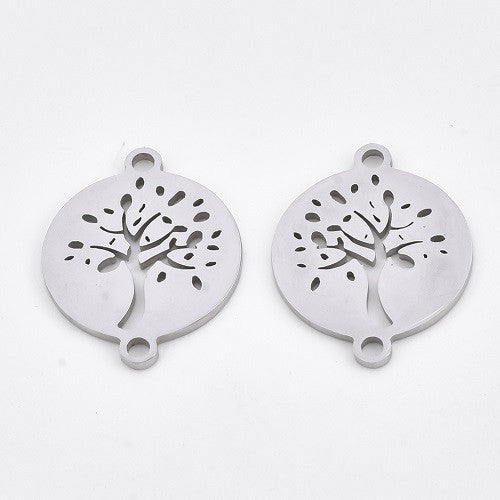 Decorative piece - tree of life, approx. 19x15x1.1 mm, Stainless Steel 304