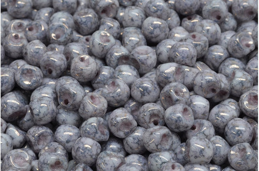 OUTLET 10克蘑菇形纽扣珠，6 x 5毫米，白色陶土铜色（02010-15435），玻璃，捷克共和国