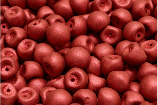 Mushroom Button Beads, White Lava Red (02010-01890), Glass, Czech Republic
