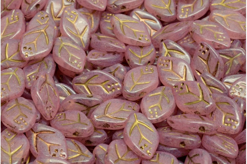 OUTLET 10 grams Cherry Leaf Beads, 7 x 12 mm, Crystal Gold Lined 20008 (00030-54302-20008), Glass, Czech Republic