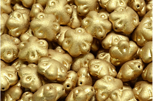 フォークロアフラワービーズ、クリスタルアステカペールゴールド（00030-01710）、ガラス、チェコ共和国