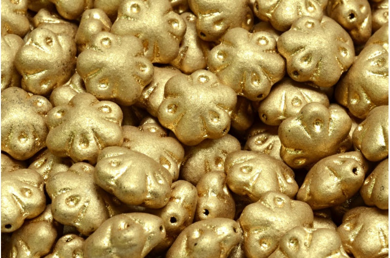 OUTLET 10 grams Folklore Flower Beads, 11 x 11 mm, Crystal Aztec Pale Gold (00030-01710), Glass, Czech Republic