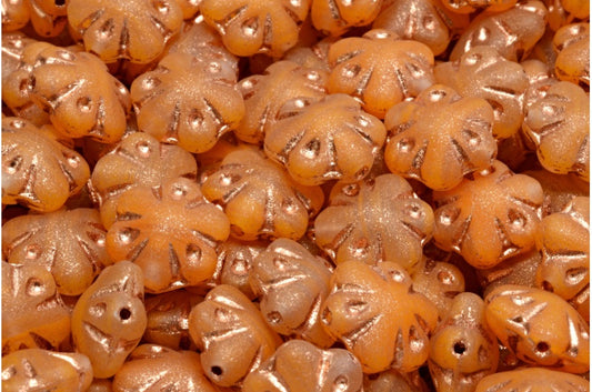 OUTLET 10 grams Folklore Flower Beads, 11 x 11 mm, Orange Matte Copper Lined (R0912-84100-54318), Glass, Czech Republic