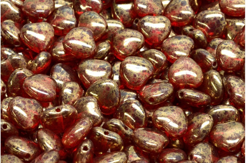 OUTLET 10 grams Heart Beads, 8 x 8 mm, Ruby Red Terracotta Violet (90080-15496), Glass, Czech Republic