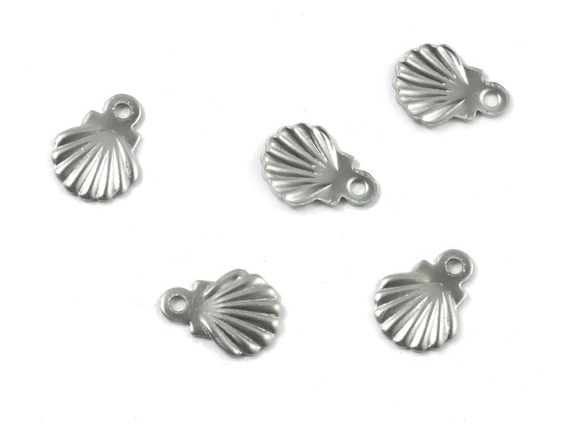 Pendant - shells, approx. 7x6 mm, Stainless Steel 304