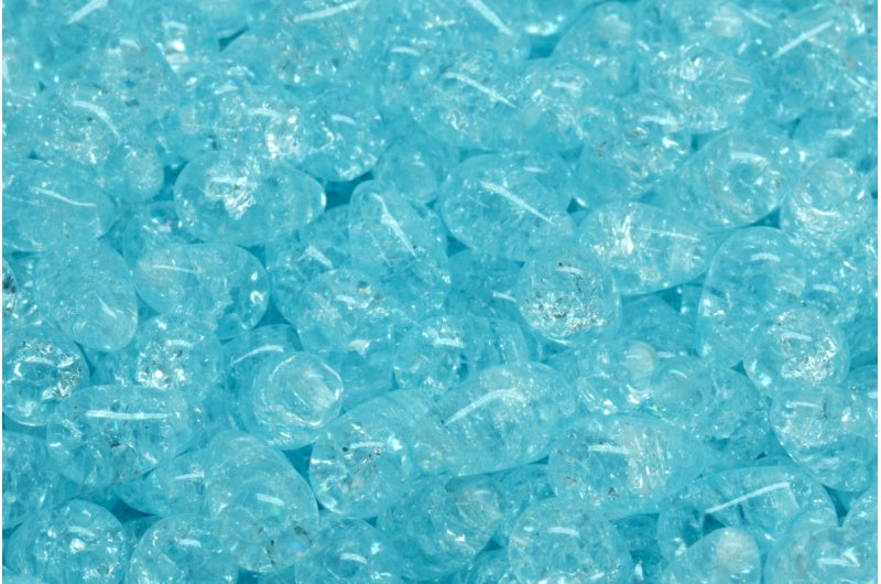 Drop Beads, Crystal Cracked Light Aqua Blue (00030-85500-34308), Glass, Czech Republic