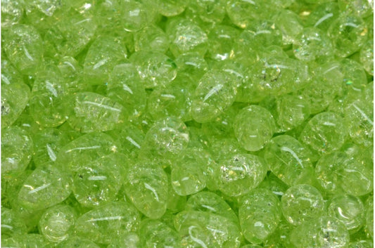 OUTLET 10 grams Drop Beads, 6 x 9 mm, Crystal Cracked Light Green (00030-85500-34310), Glass, Czech Republic