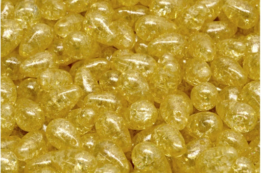 OUTLET 10 grams Teardrop Beads, 6 x 9 mm, Crystal Cracked Light Yellow (00030-85500-34302), Glass, Czech Republic