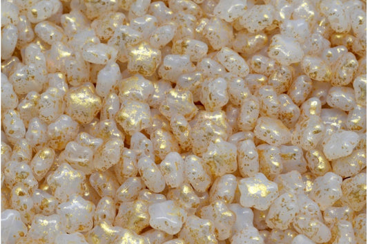 フラットスタービーズ、オパールホワイトゴールドスプラッシュ（01000-94401）、ガラス、チェコ共和国