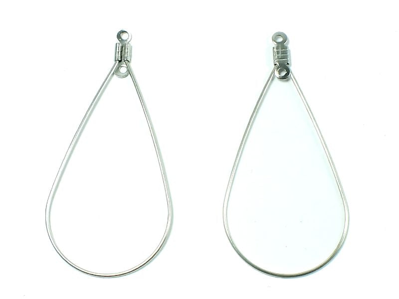 Creole earrings - teardrop, approx. 48x23 mm, Stainless Steel 304
