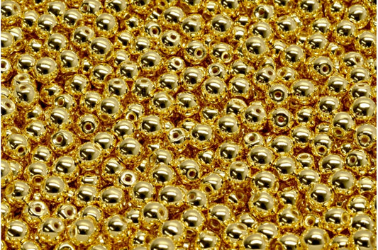 OUTLET 5 grams Round Druck Beads, 4 x 4 mm, Crystal 24KT Gold (00030-35000), Glass, Czech Republic