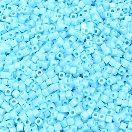 Miyuki Square Beads, Opaque Rainbow Frosted Blue Turquoise (# 413FR), Glass, Japan