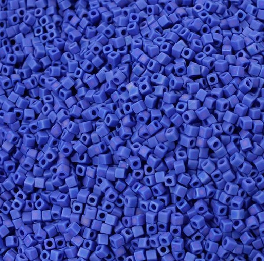Miyuki Square Beads, Opaque Rainbow Frosted Cobalt (# 414FR), Glass, Japan