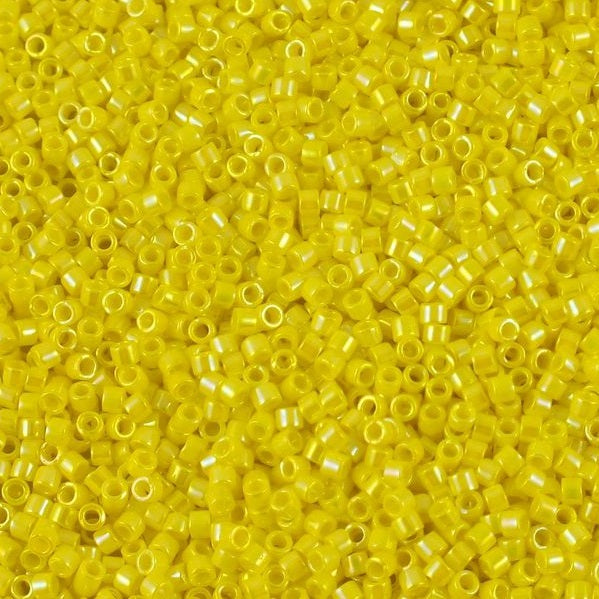 Miyuki DELICA Seed Beads Rocailles, opaque yellow AB (# DB0160), Glass, Japan