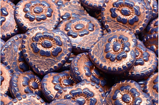 奥特莱斯 10克玫瑰心形珠子，17 x 17毫米，蛋白石深薰衣草紫铜衬里（21010-54319），玻璃，捷克共和国