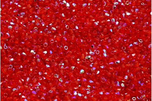 Faceted Round Fire Polished Beads, Ruby Red Ab (90080-28701), Glass, Czech Republic