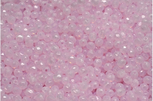 Fire Polished Faceted Beads Round, Opal Pink (71200), Bohemia Crystal Glass, Czech Republic