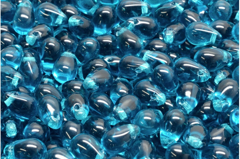 ドロップビーズ、透明アクア（60150）、ガラス、チェコ共和国