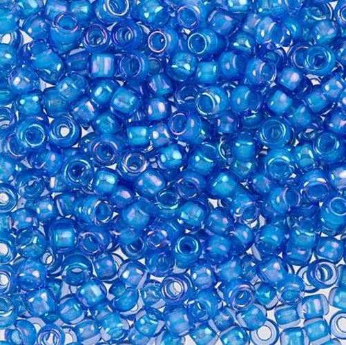 TOHO Round Seed Beads Rocailles, Inside Color Lt.Sapphire/Blue Lined (# 309), Glass, Japan