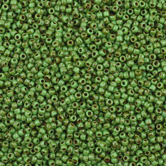 TOHO Round Seed Beads Rocailles, Hybrid Opaque Mint Green Picasso (), Glass, Japan