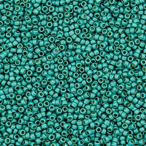 TOHO Round Seed Beads Rocailles, Permanent Finish Frosted GalvanizedTurquoise (# PF578F), Glass, Japan