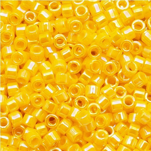 Miyuki DELICA Seed Beads Rocailles, Opaque Dark Yellow AB (# DB1572), Glass, Japan