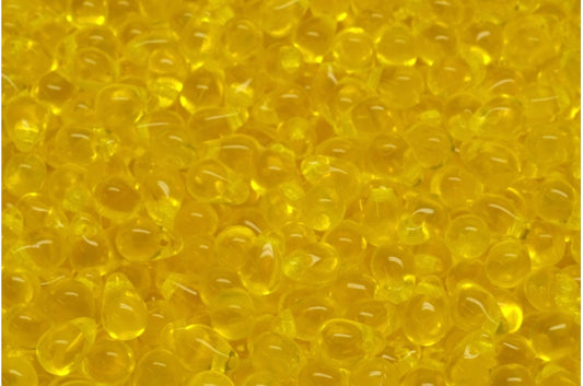 OUTLET 10 Gramm Tropfenperlen, Transparent Gelb (80020), Glas, Tschechische Republik