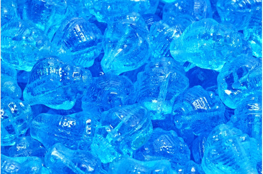OUTLET 10 grams Murex Shell Beads, 15 x 12 mm, Transparent Aqua (60020), Glass, Czech Republic