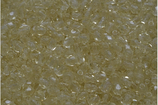 OUTLET 250g Round Faceted Fire Polished Beads, Transparent Yellow A (80100-A), Glass, Czech Republic