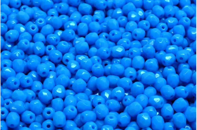 ファセットラウンドファイアポリッシュビーズ、ブルー（62010）、ガラス、チェコ共和国