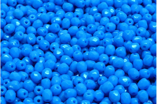 ファセットラウンドファイアポリッシュビーズ、ブルー（62010）、ガラス、チェコ共和国