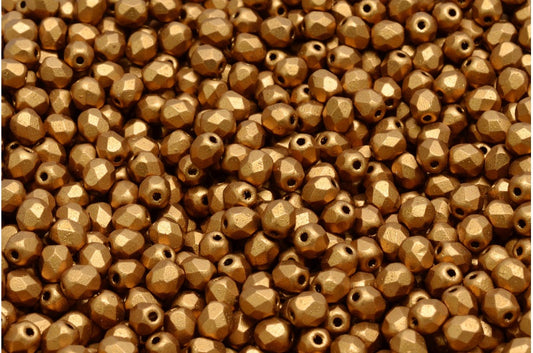 Fire Polished Faceted Beads Round, Crystal Bronze Matte (00030-01740), Bohemia Crystal Glass, Czech Republic