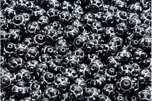 OUTLET 10 grams Spinner Beads, 6 x 6 mm, Black Silver Lined (23980-54201), Glass, Czech Republic
