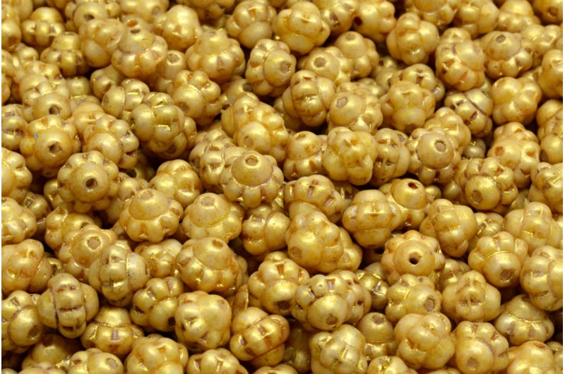 OUTLET 10 grams Spinner Beads, 6 x 6 mm, White Gold Luster Spotted (02010-65322), Glass, Czech Republic