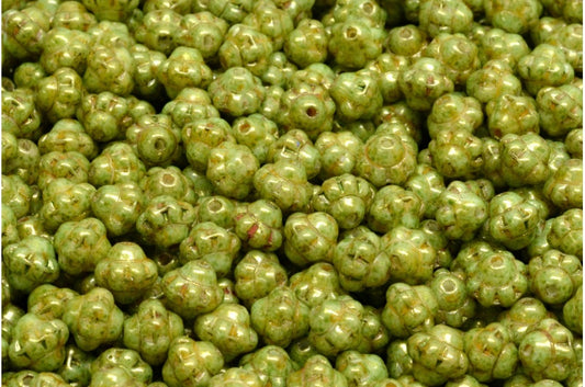 スピナービーズ、ホワイトブラウンラスタースポット（02010-65326）、ガラス、チェコ共和国