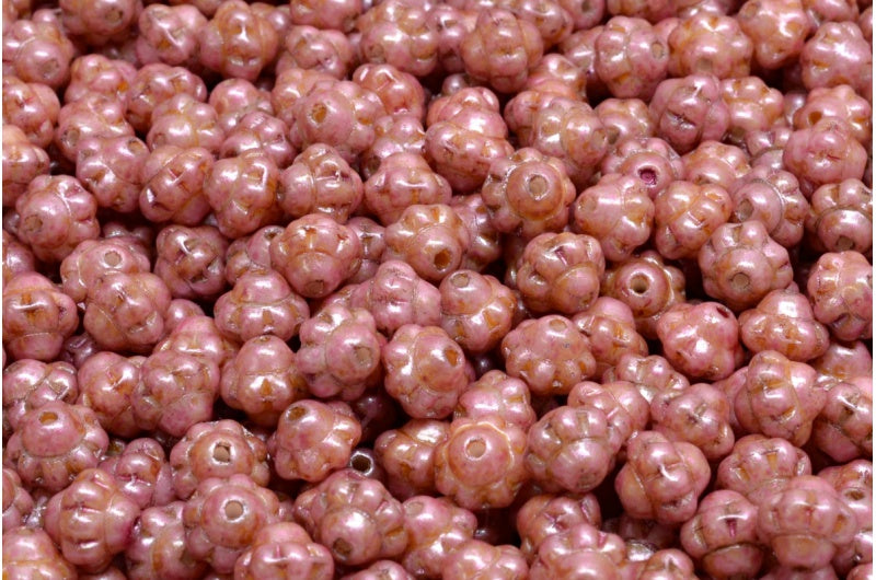 アウトレット 10グラム スピナービーズ、6 x 6 mm、ホワイトローズラスタースポット（02010-65327）、ガラス、チェコ共和国