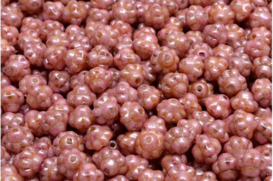 OUTLET 10 grams Spinner Beads, 6 x 6 mm, White Rose Luster Spotted (02010-65327), Glass, Czech Republic