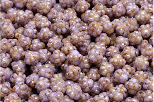 Spinner Beads, White Travertin Puprple (02010-65328), Glass, Czech Republic