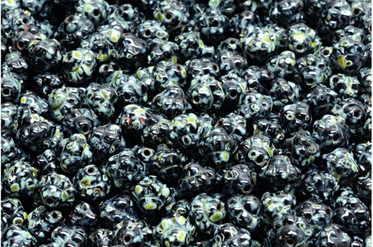 Spinner Beads, Black Travertin (23980-86800), Glass, Czech Republic